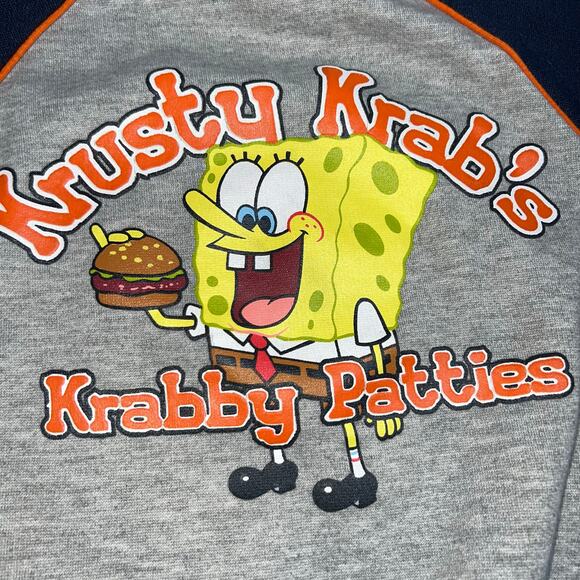 Vintage Sponge bob Squarepants Krusty Krab's Krabby Patties Y2K sweatshirt sz 4 - Picture 2 of 5